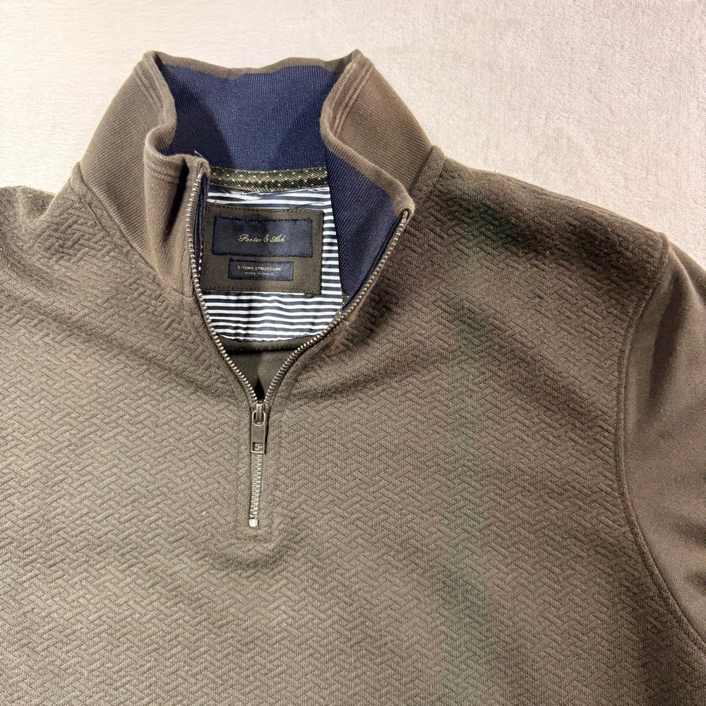 Men's Porter & Ash Brown Quarter Zip Sweater Medium Olive